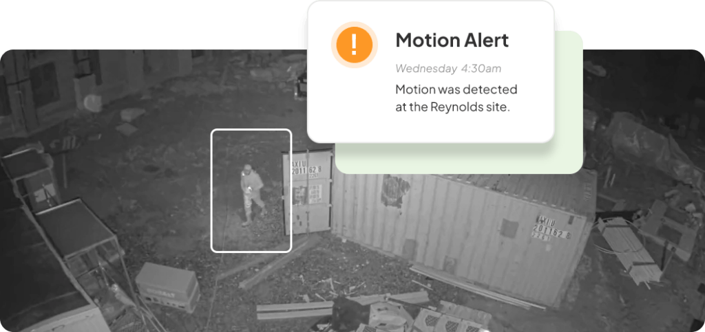 motion alert detected by a construction site security camera on a jobsite