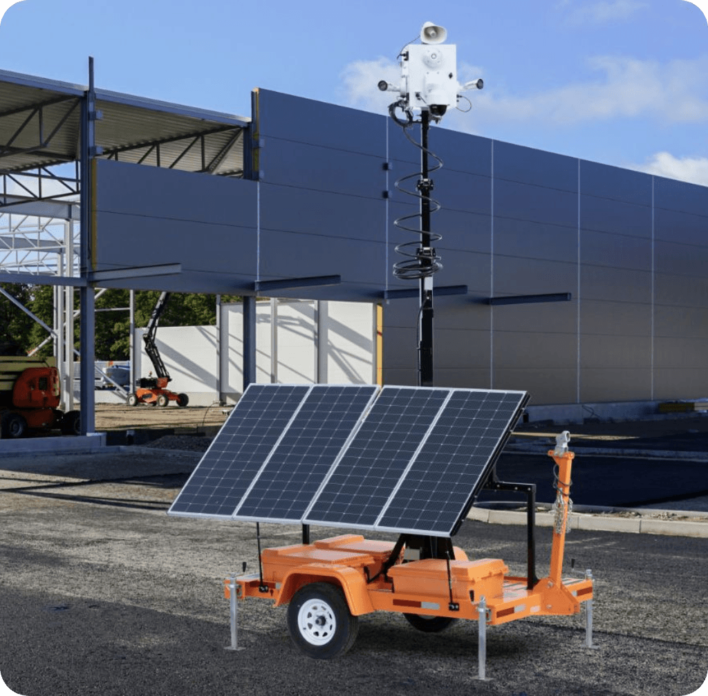 Mobile surveillance trailer on a jobsite