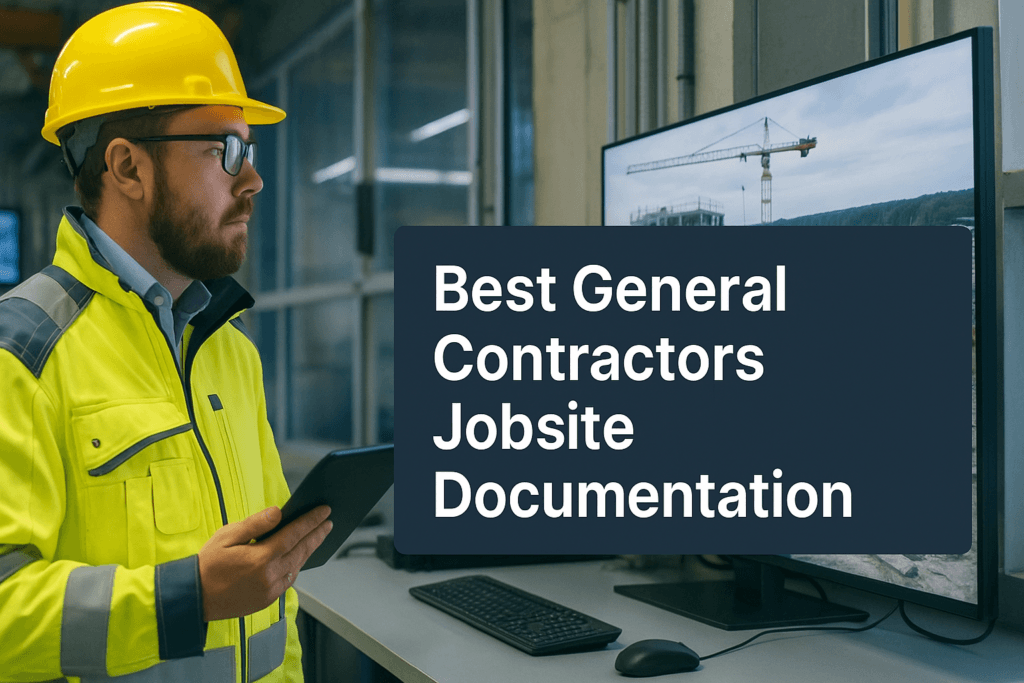 Best General Contractors Jobsite Documentation, with a worker viewing a monitor