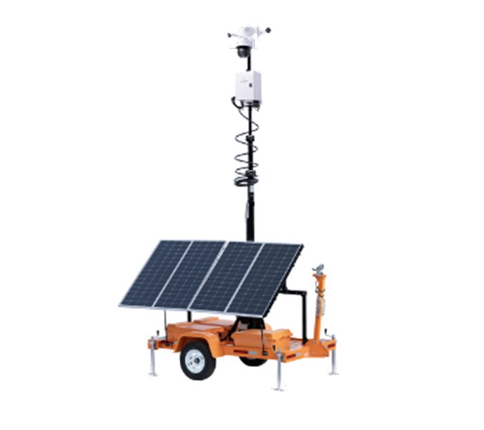Solar mobile camera trailer with a mast-mounted camera