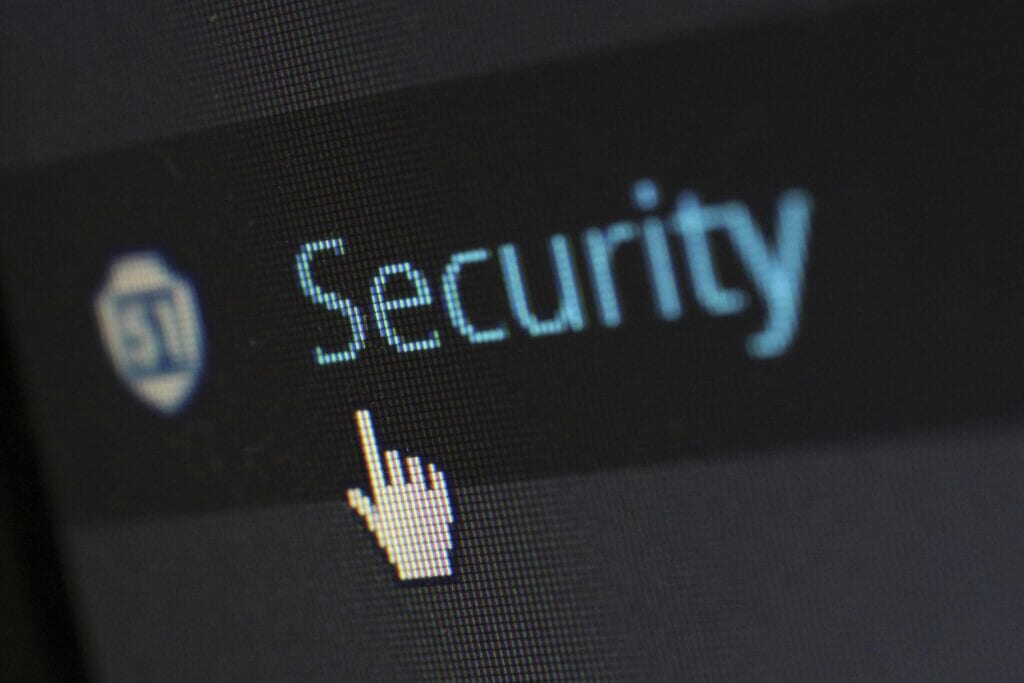 Security text on a screen with a cursor