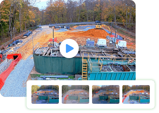 TrueLook slideshow playing jobsite images with a strip of recent image thumbnails
