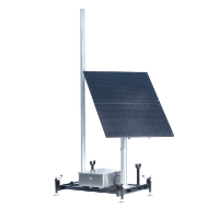 Solar skid with a camera mast and solar panel