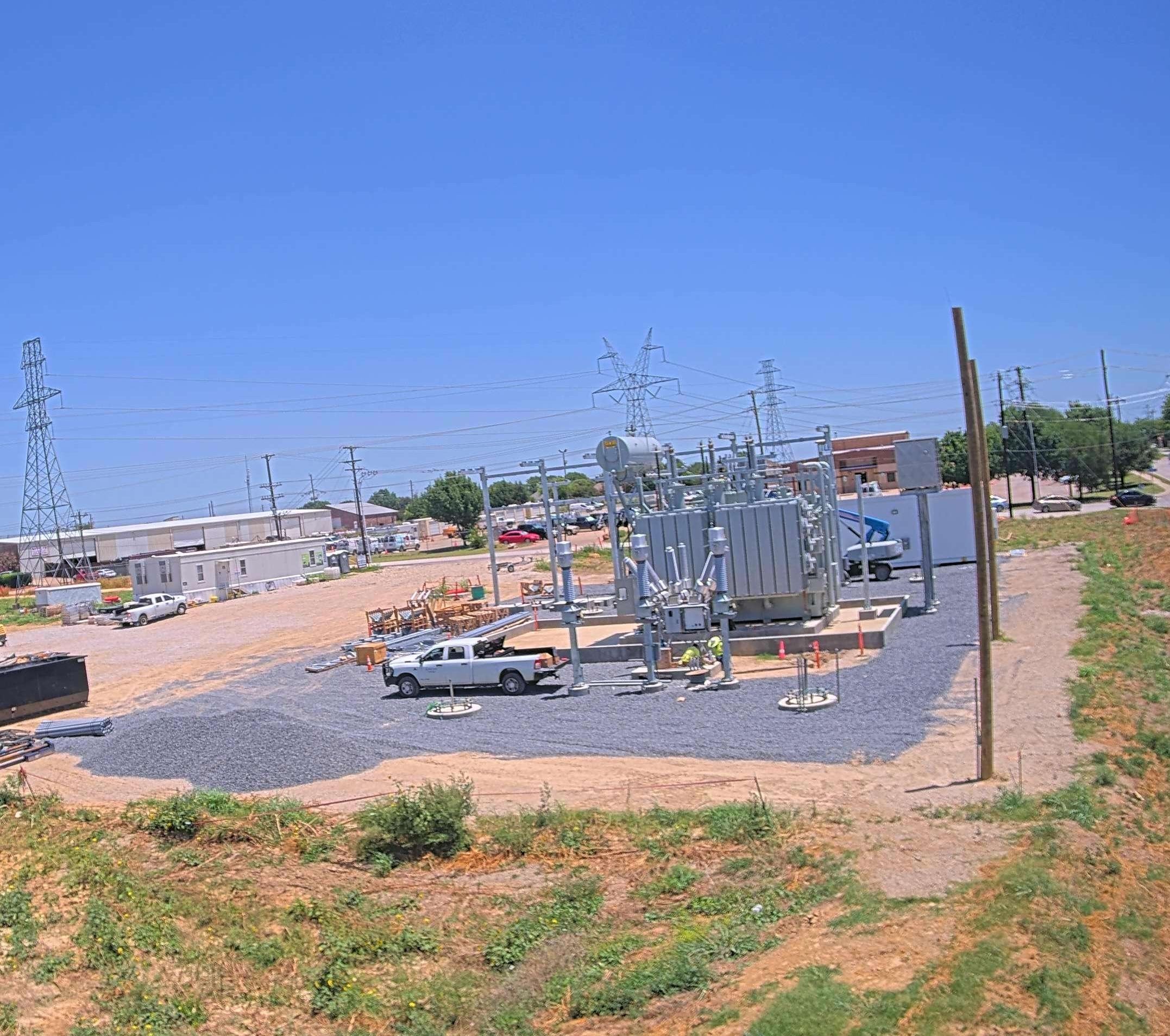 substation construction site captured by an energy remote video monitoring camera