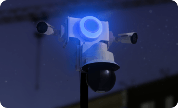 TrueShield unit with blue strobe at night