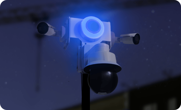 TrueShield unit with blue strobe at night