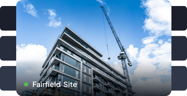 Remote live view of the Fairfield Site with a tower crane