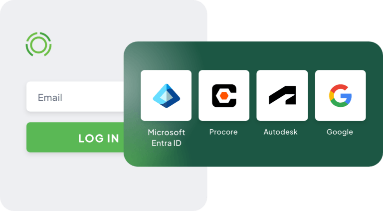 TrueLook login with single sign-on options for Microsoft Entra ID, Procore, Autodesk, and Google