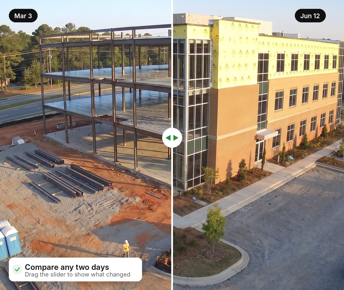 TrueLook comparison of two jobsite photos for a pay application