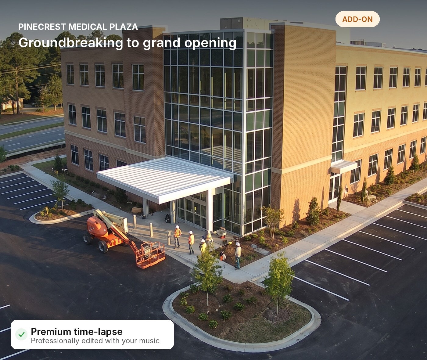 Premium TrueLook time-lapse of a finished building for a ribbon cutting