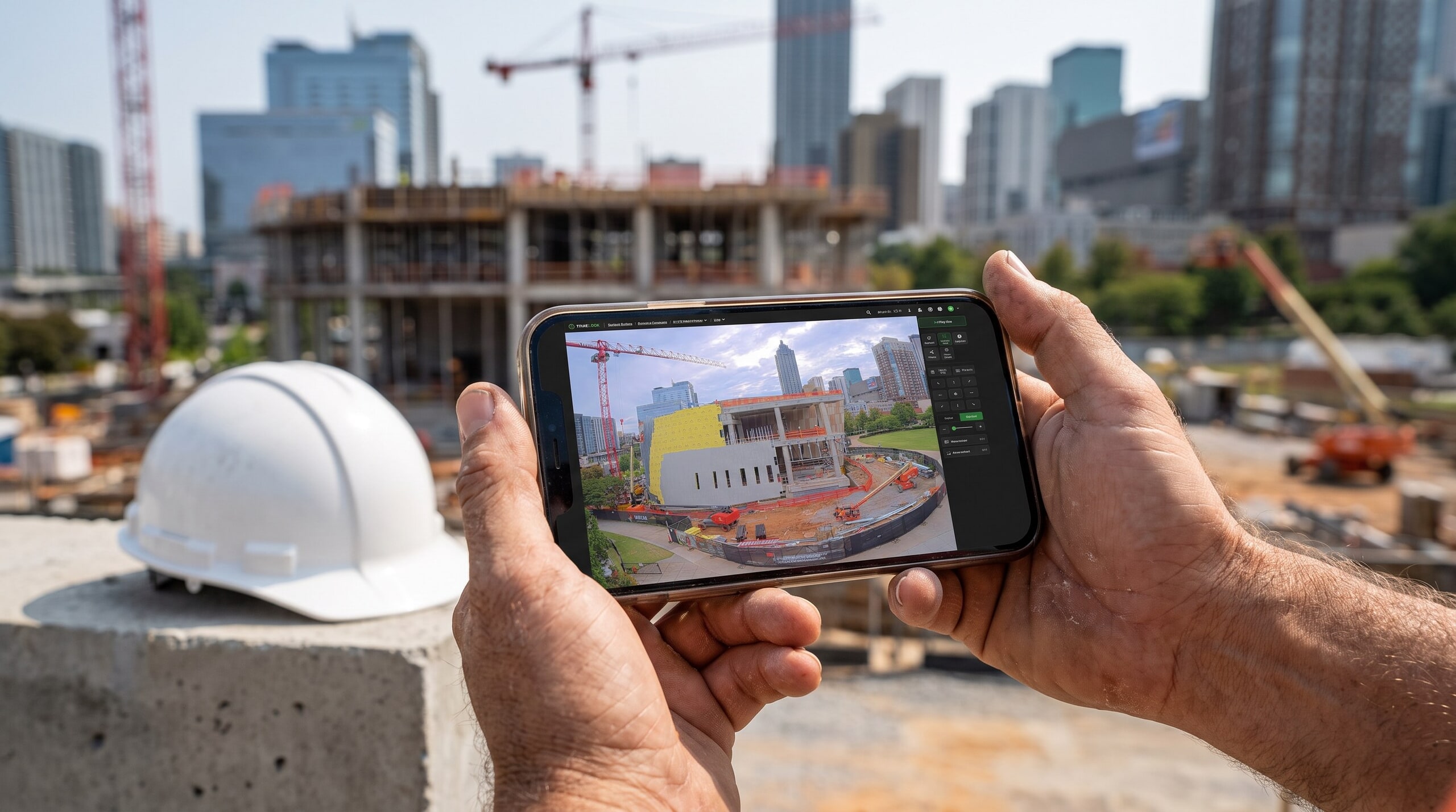 Live jobsite view in the TrueLook app on a phone