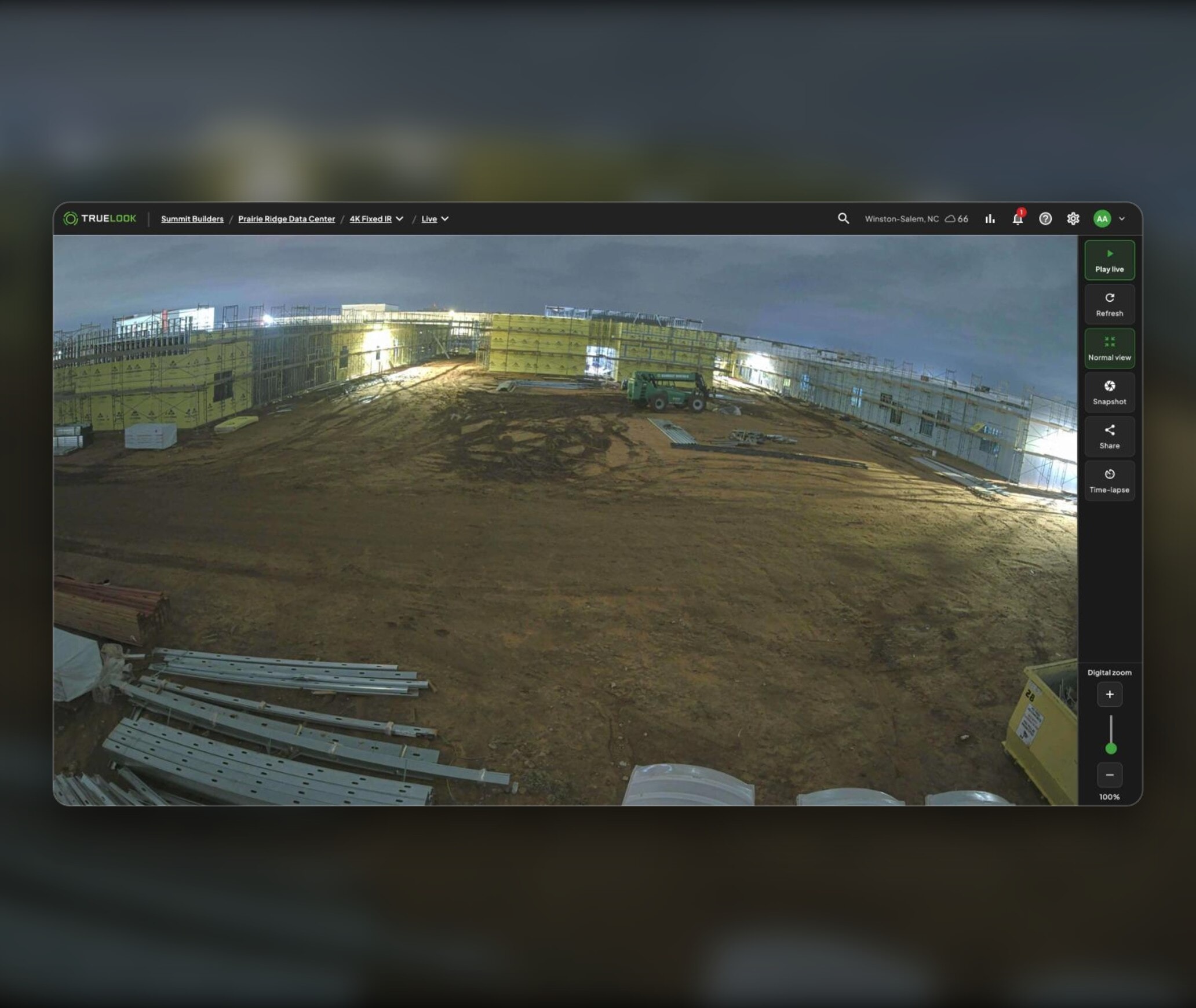 The redesigned TrueLook live camera view with controls on the right