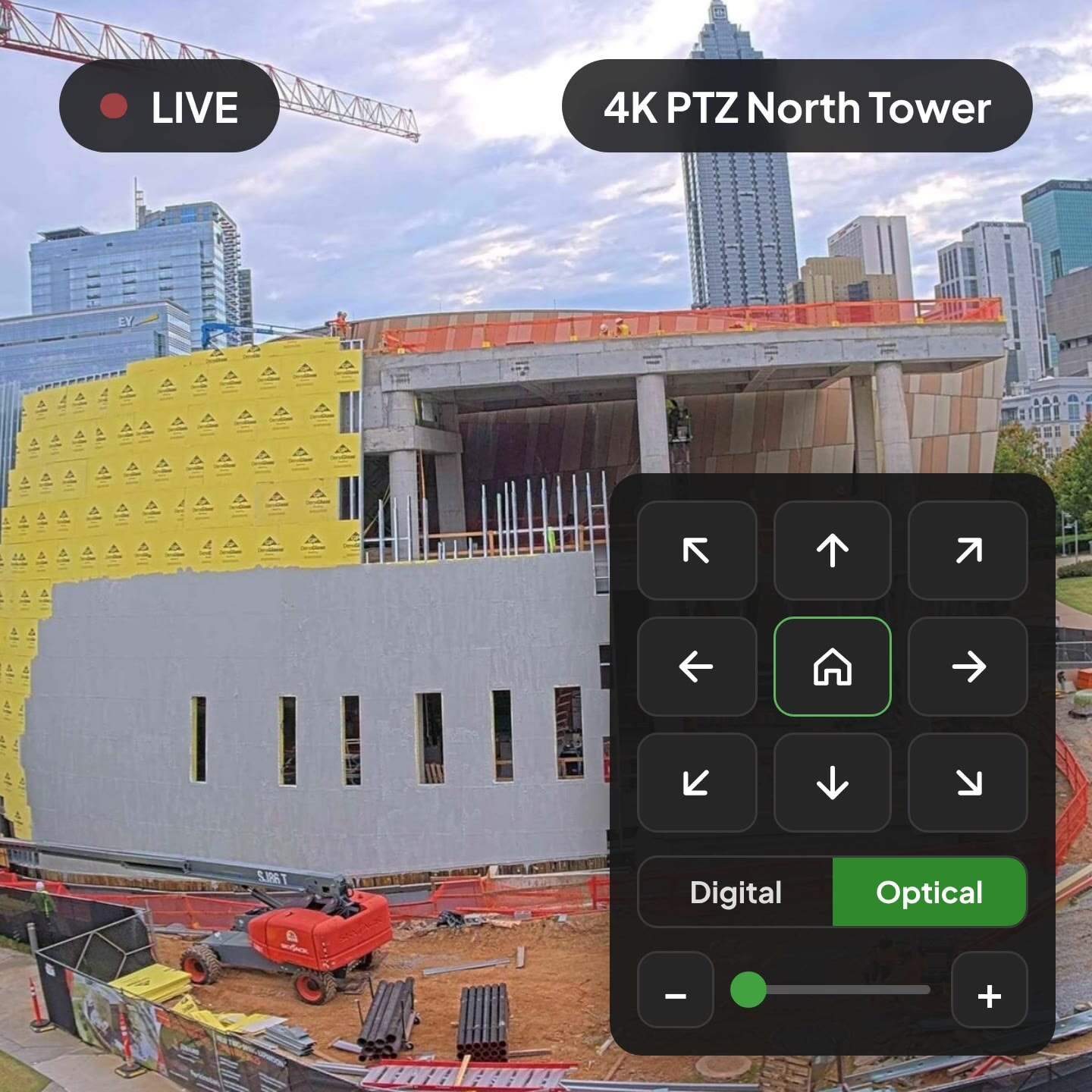 TrueLook live view of a construction site with PTZ controls