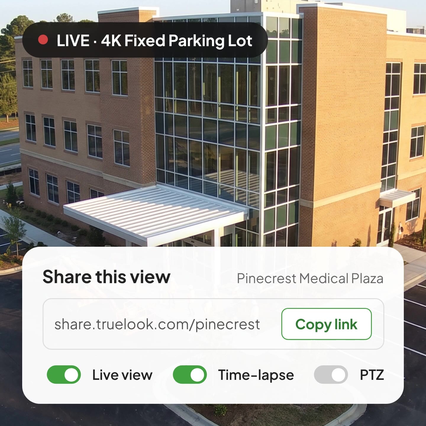 TrueLook Sharing Center link for a live jobsite view