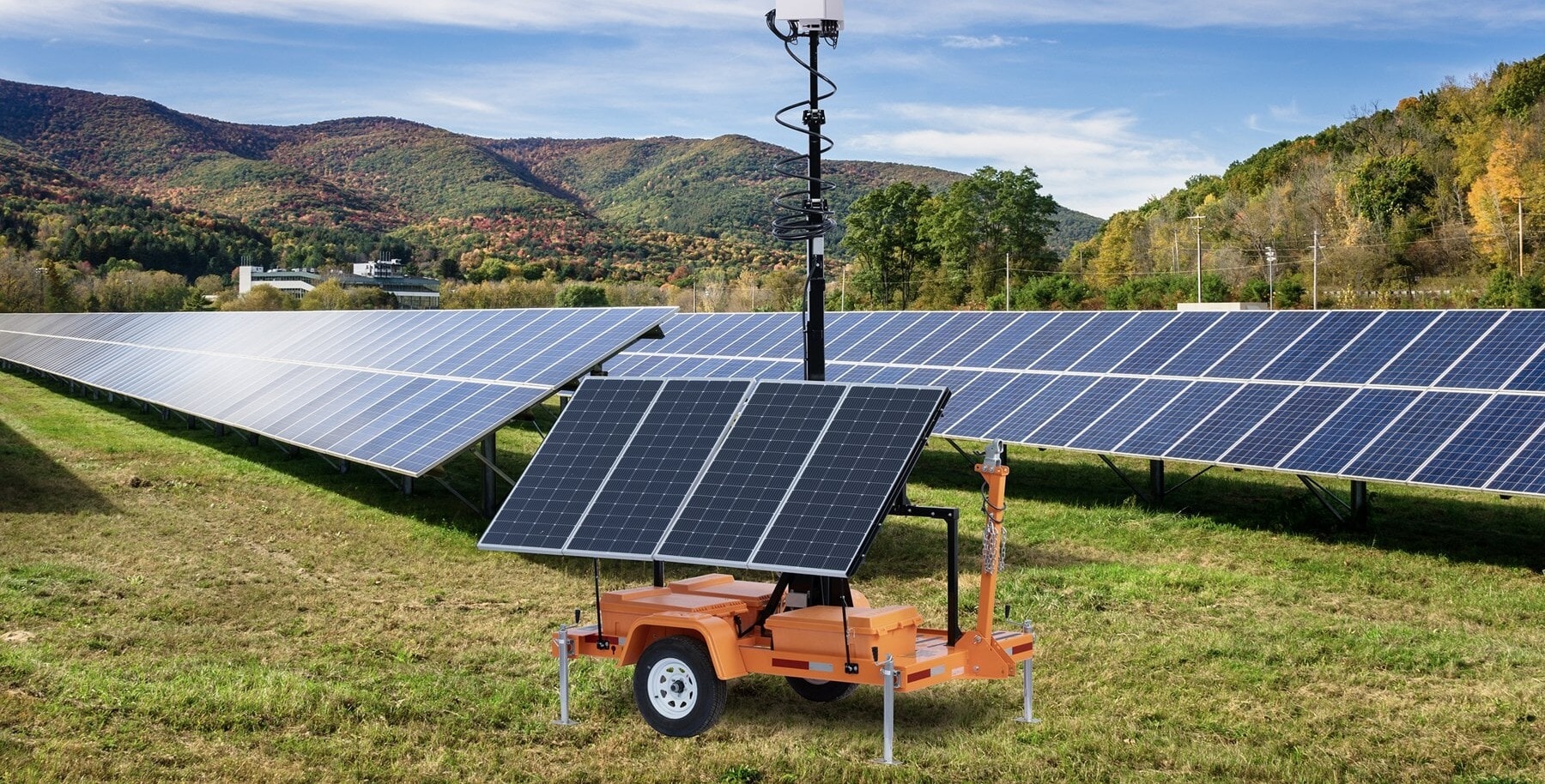 TrueLook solar mobile surveillance trailer at a solar farm