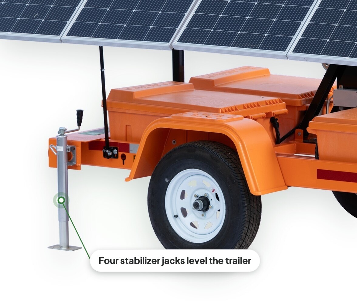 Mobile Surveillance Trailer stabilizer jack and wheel