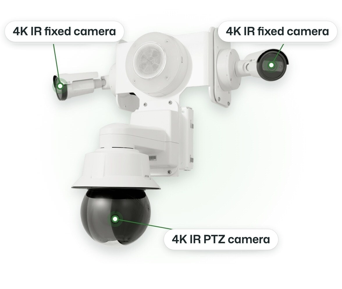 TrueShield with two 4K IR fixed cameras and a 4K IR PTZ camera